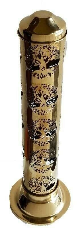 Home Fragrances ~Tree of Life Brass Incense Tower Burner 12" Standing Incense Burner