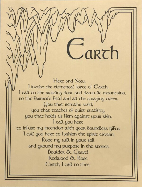 Witchcraft~Earth Invocation Parchment Page Poster Book Of Shadows Wicca Pagan