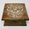 Wicca & Paganism~Skull Day of the Dead Wooden Carved Box, 4 x 6", Hand Carved, Brand New