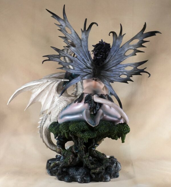 Fairy Collection~Large Fairy With Tail and Scales White Dragon Figurine Statue 18" High New!