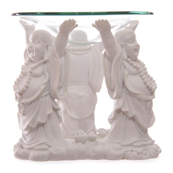 Home Fragrance~Decorative White Chinese Buddha Oil Burner with Glass Dish