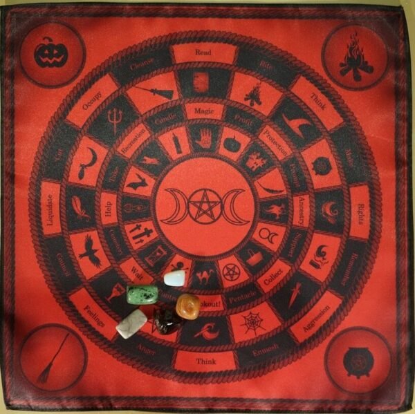 MagicunTarot Cloth~Kit cloth on the Altar Circle Witch + 5 magic stones Wicca Divination Council