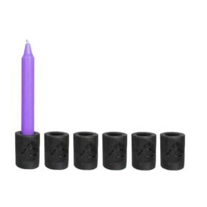 Magic Candle~SET OF 6 Triquetra Black Cast Iron Candle Holders for 1/2"W Ritual Chime Candles