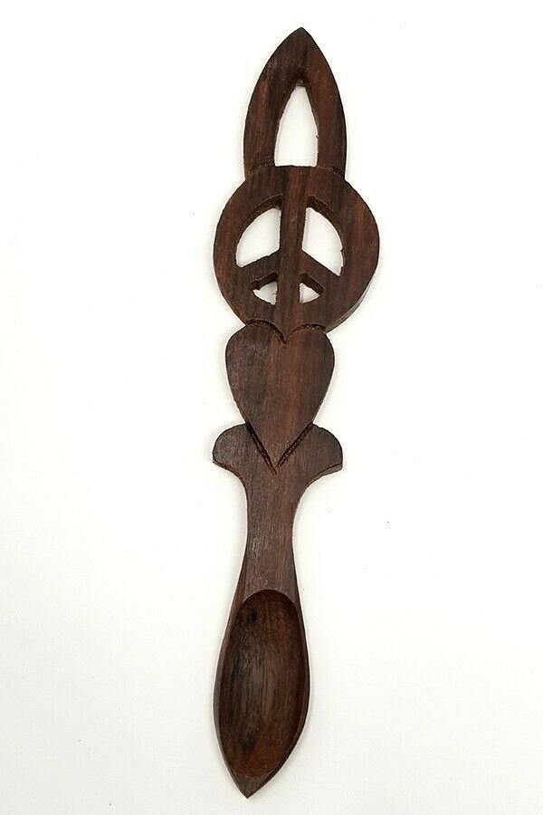Wicca & Paganism~Peace Sheesham Wood Carved Spoon 6-1/2" Ritual Magick Spells Wicca Pagan
