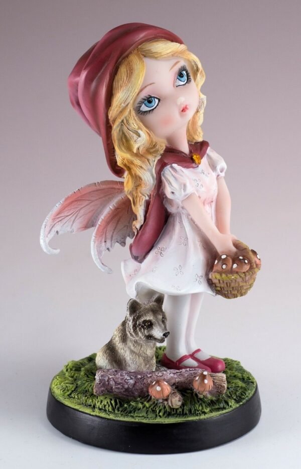 Fairy Collection~Fairy Tale Little Red Riding Hood Fairy Figurine With Wolf 5.75"H Resin New!