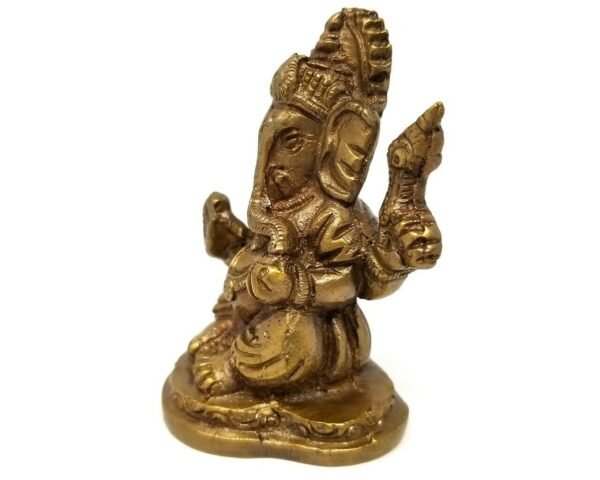 Hinduism Statues & Figures~Brass Antique Finish Sitting Ganesh Statue 2.5"H 1.75"W