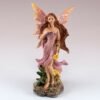 Fairy Collection~Small Pink Fairy Holding Flower Figurine w/Glittery Wings 4" High Resin New