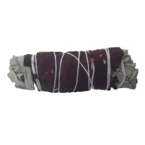 Witchcraft~White Sage & Red Rose Smudge Incense Wand 4" Cleansing Negativity Removal Stick