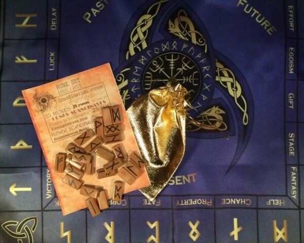 MagicunTarot Cloth~Large Divination Runed Set Bamboo violet