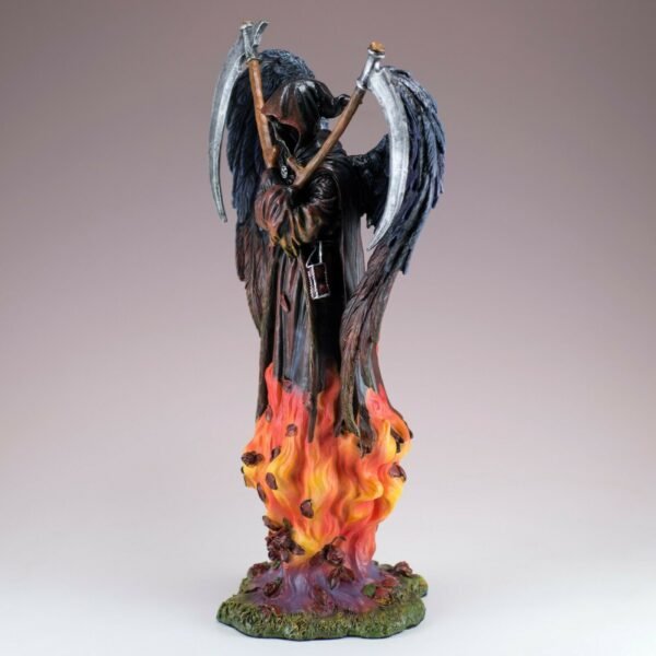 Fairy Collection~Grim Reaper Fairy Angel In Flames Holding Scythes Gothic Figurine Statue 10.25"H