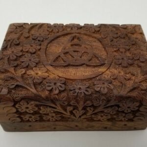 Palo Santo & Sage~New Triquetra Carved Wooden Floral Box Altar Wicca Pagan Jewelry Gift Box
