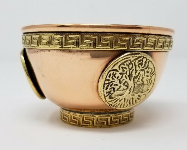 Wicca & Paganism~Tree of Life Copper Offering Bowl: Incense Resin Smudge Burner Holder Cauldron