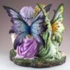 Fairy Collection~Large Fairy Twins Whispering Figurine 9.5" High Detailed Resin Statue New