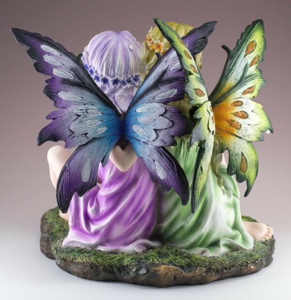 Fairy Collection~Large Fairy Twins Whispering Figurine 9.5" High Detailed Resin Statue New