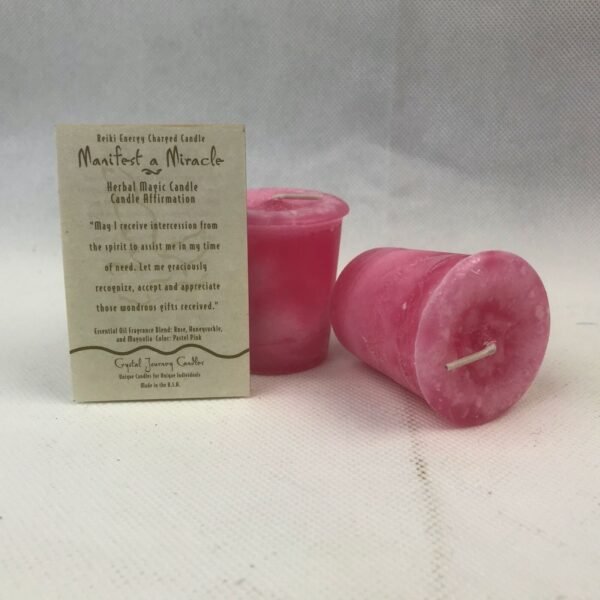 Magic Candle~Manifest A Miracle Crystal Journey Reiki Charged Herbal Votive Candle One Candle