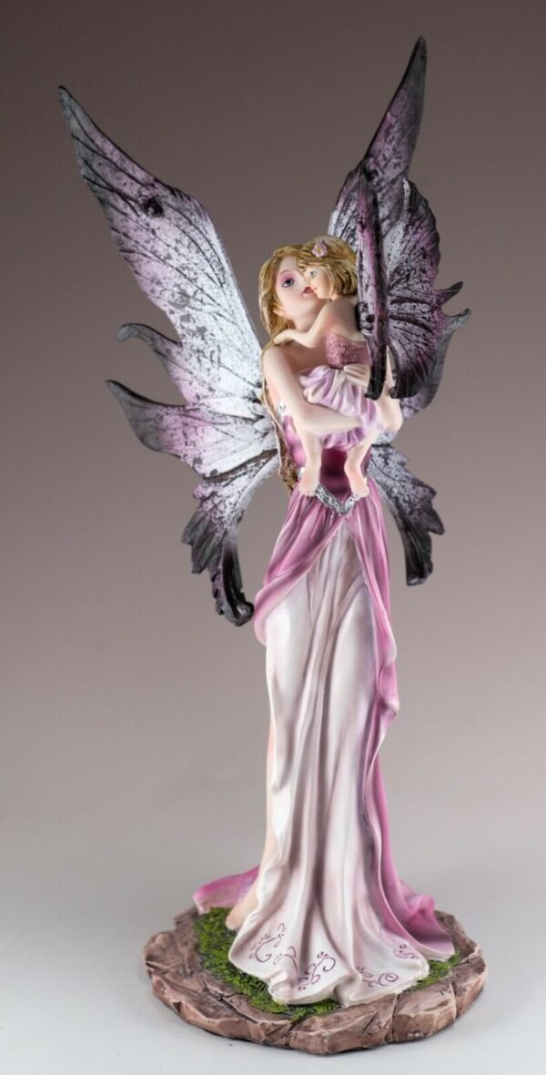 Fairy Collection~Pink Fairy Holding Baby Fairy Figurine 10.25"H Resin Statue New In Box!