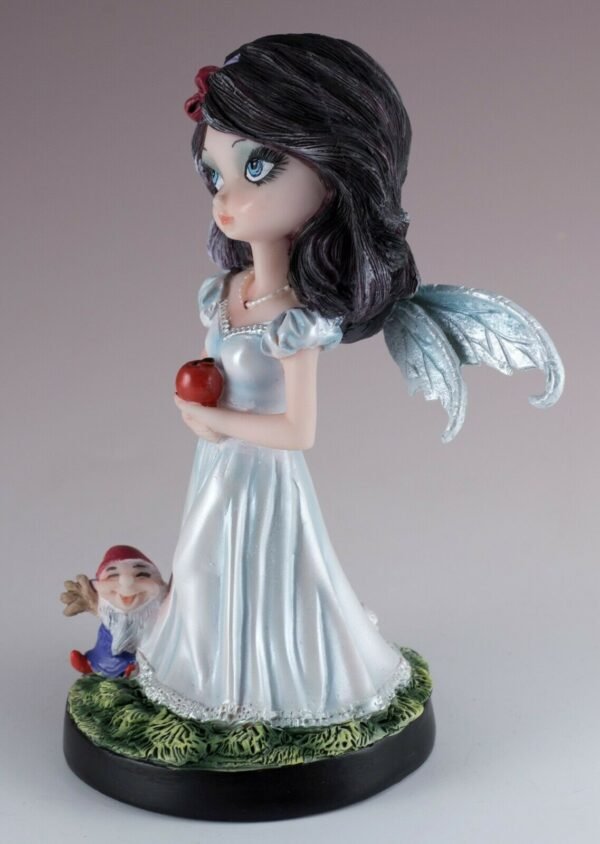 Fairy Collection~Fairy Tale Snow White Fairy Figurine With Apple and Dwarf 6"H Resin Statue New!