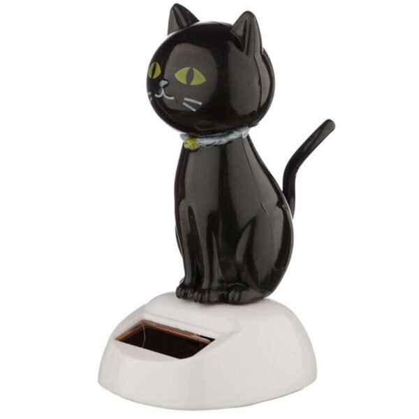 Home Decor~Lucky Black Cat Novelty Solar Powered Dashboard Flip Flap Pal