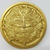Wicca & Paganism~Solid Brass GREEN MAN Altar Tile Wicca Gold Finish 3.5" Round