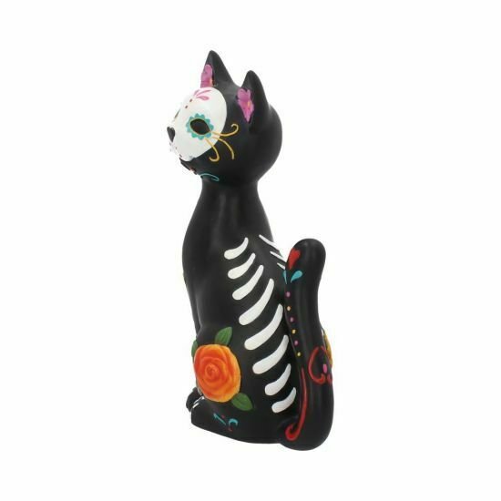 Magicun Giftware~Sugar Mexican Day Of The Dead Skull Cat Art Decoration Ornament Statue Figurine