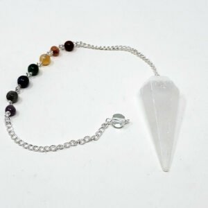 s-l1600_9a6d9702-c721-47e7-84a8-a53ac550e56c Magicun Stone~Selenite Gemstone Pendulum with Chakra Chain, Faceted (Natural Crystal Stone)