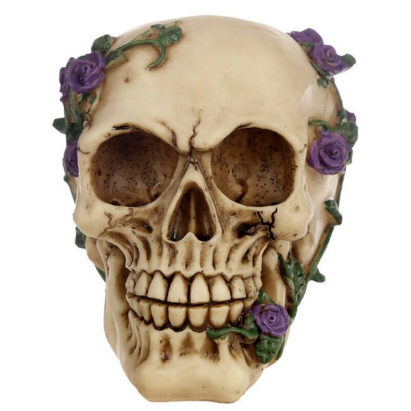 Home Decor~Gothic Skull Decoration with Purple Roses
