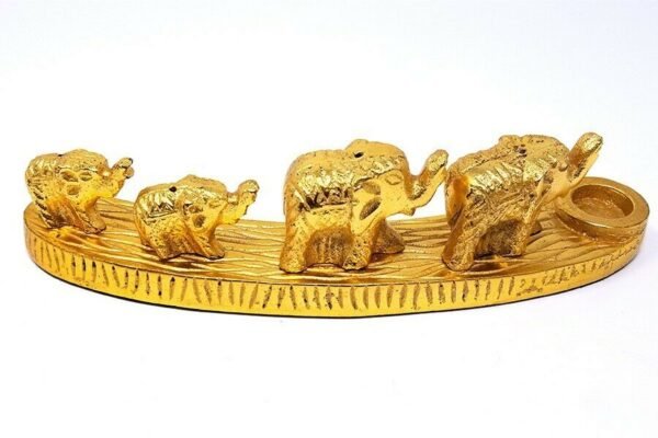 Home Fragrances ~NEW 4 Elephant in a row Metal cone incense stick Burner 9" Long