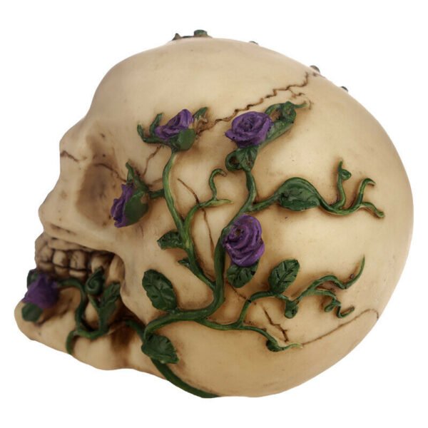 Home Decor~Gothic Skull Decoration with Purple Roses