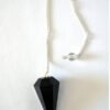 Magicun Stone~Black Agate Pendulum 1.75"L with Chain, Faceted (Natural Crystal Stone)