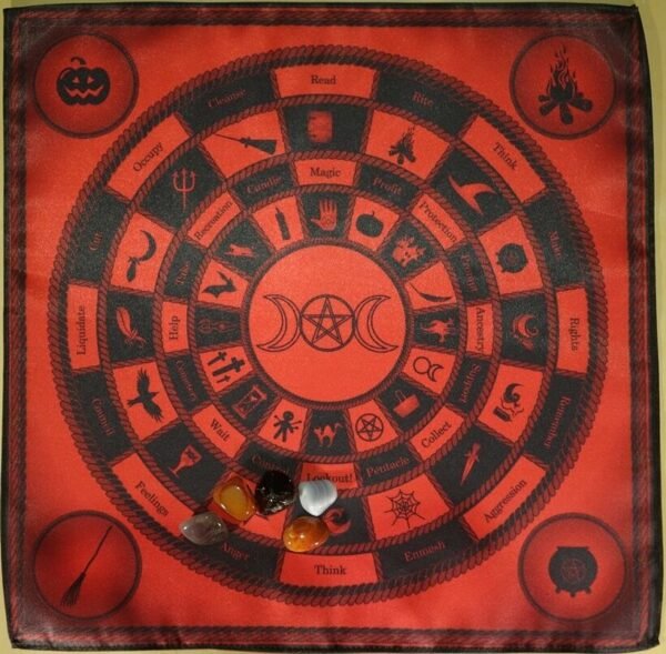 MagicunTarot Cloth~Kit cloth on the Altar Circle Witch + 5 magic stones Wicca Divination Council