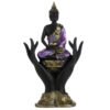 Home Decor~Purple, Gold and Black Thai Buddha Sitting in Hands Oriental Spiritual Ornament