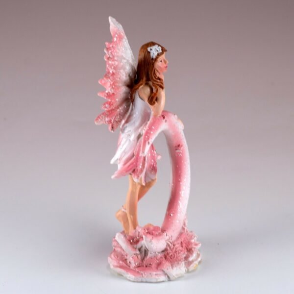 Fairy Collection~Mini Pink Fairy Standing With Moon Figurine 4" High Sparkly Glitter Resin New!