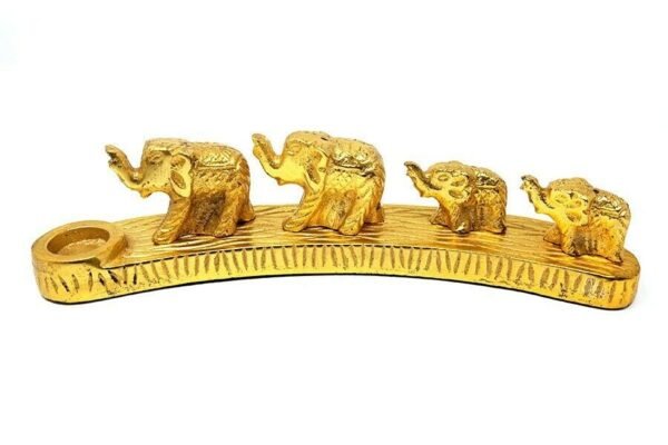 Home Fragrances ~NEW 4 Elephant in a row Metal cone incense stick Burner 9" Long