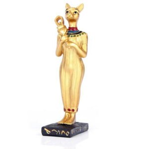 Home Decor~Decorative Gold Standing Bast Egyptian Figurine Sistrum Ornament
