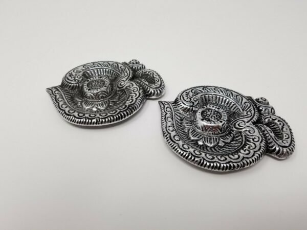 Home Fragrances ~Om Symbol Floral Engraved Silver 5" Stick Cone Incense Burner Ash Catcher 2 pcs