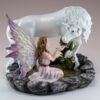 Fairy Collection~Pink Fairy Giving Unicorn A Drink In Pond Figurine Statue 7" Long Resin New!