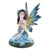 Fairy Collection~Blue Fairy Sitting With Flowers Figurine 5.5" High Detailed Resin New In Box!