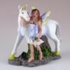 Fairy Collection~Mini Purple Fairy Walking With Unicorn Figurine 2.75" High Resin New!