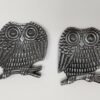 Wicca & Paganism~Perched Owl 4" Silver-Tone Metal Stick Incense Cone Burner 3-Legged Stand 2 pcs