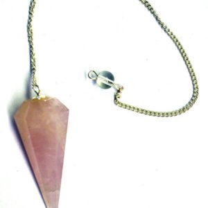 s-l1600_a14a92c3-6c4a-4e1c-8f29-5b2254703f2d Magicun Stone~Rose Quartz Pendulum 2"L with Chain, Faceted (Natural Crystal Stone)