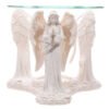 Home Fragrance~White Praying Angel Figurine Oil Burner with Glass Dish