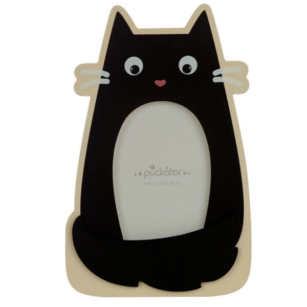 Home Decor~Wooden Photo Frame Shaped Feline Fine Black Cat MDF Fit 6"x4" 10x15cm Photo Gift