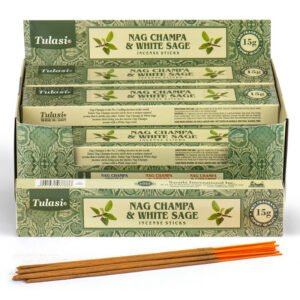 Home Fragrance~Nag Champa Tulasi Incense Sticks White Sage, x 12 Packs