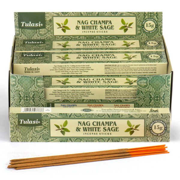 Home Fragrance~Nag Champa Tulasi Incense Sticks White Sage, x 12 Packs