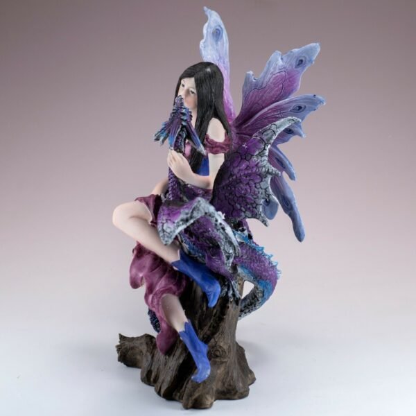 Fairy Collection~Pink Fairy Laying On Tree With Purple Dragon Figurine Statue 8.5" High New
