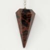 Magicun Stone~Mahogany Obsidian Pendulum with Chain, Faceted (Natural Crystal Stone)