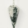 Magicun Stone~Tree Agate Pendulum with Chain, Faceted (Natural Crystal Stone)