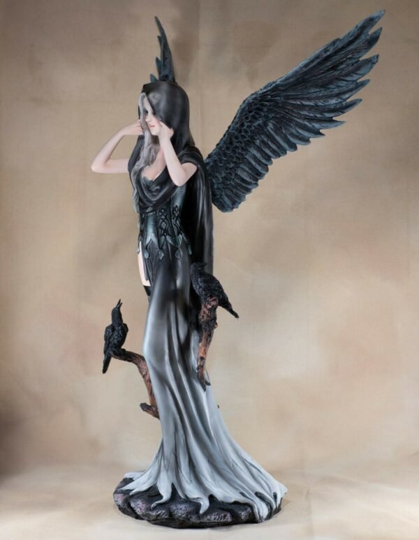 Fairy Collection~Large Gothic Dark Angel Fairy With Crows Ravens Figurine Statue 24" High New