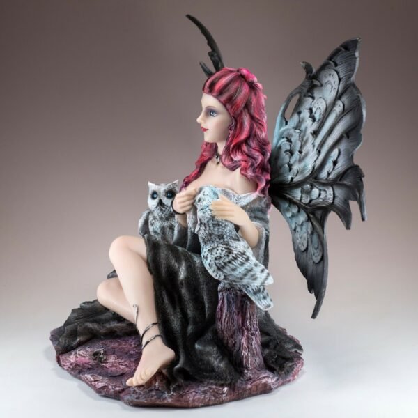 Fairy Collection~Gothic Black Fairy With Snowy Owls Figurine Statue 12.5" Wingspan New In Box!