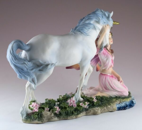 Fairy Collection~Pink Fairy With Unicorn Figurine 9" Long Highly Detailed Polystone Statue New!